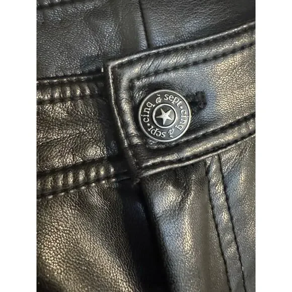 Cinq A Sept Shanis Black Vegan Leather Slit Bootcut Pants Size 2 - Picture 6 of 9
